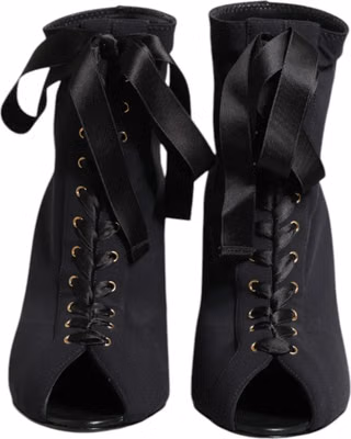 Black Stiletto Heels Lace Up Boots Shoes