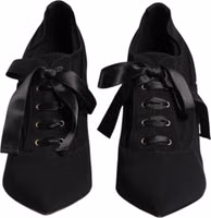 Black Lace Up Stiletto Heels Pumps Shoes 1