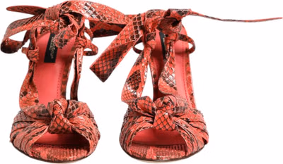 Coral Python Leather Heels Sandals Shoes