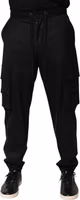 Solid Black Cargo Jogger Men Sweatpants Pants 1