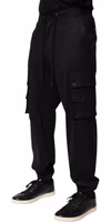 Solid Black Cargo Jogger Men Sweatpants Pants 2
