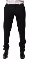 Black White Stripe Wool Men Trouser Pants 2
