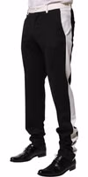 Black White Stripe Wool Men Trouser Pants 3