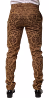 Brown Floral Jacquard Men Skinny Trouser Pants 3