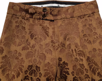 Brown Floral Jacquard Men Skinny Trouser Pants 4