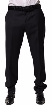 Black Wool Men Formal Dress Trouser Pants