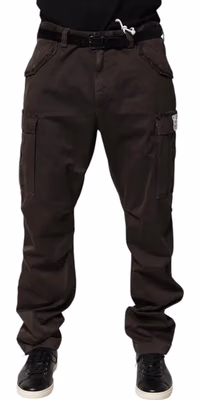 Brown Cotton Stretch Cargo Men Trouser Pants