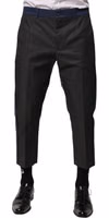 Gray Blue Cotton 3/4 Chinos Crop Trouser Pants 1