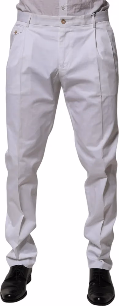White Cotton Dress Slim Formal Trouser Pants