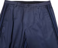 Blue Cotton Tapered Men Formal Trousers Pants 4