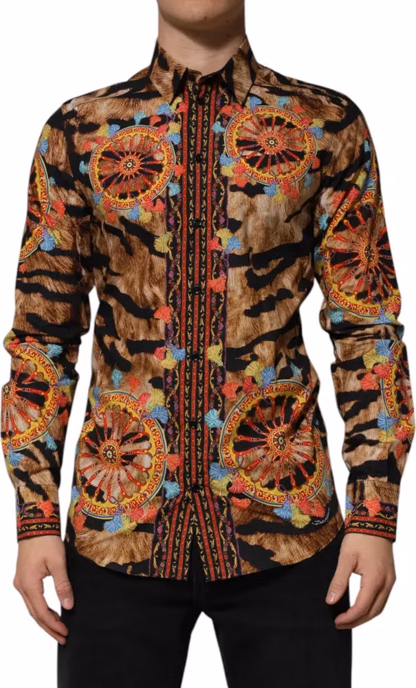 GOLD Cotton Tiger Carretto Long Sleeve Shirt