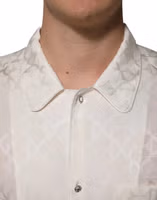 White Silk DG Logo Print Long Sleeves Shirt 4