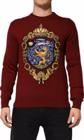 Burgundy Cashmere Lion Crest Pullover Sweater 1
