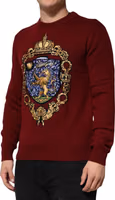 Burgundy Cashmere Lion Crest Pullover Sweater 2