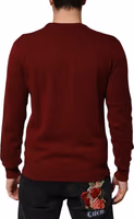 Burgundy Cashmere Lion Crest Pullover Sweater 3