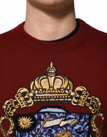Burgundy Cashmere Lion Crest Pullover Sweater 4
