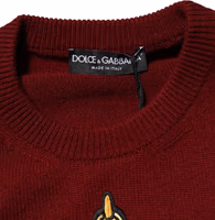 Burgundy Cashmere Lion Crest Pullover Sweater 5