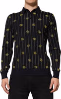 Black Logo Jacquard Knitted Polo Shirt T-shirt 1