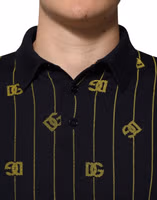 Black Logo Jacquard Knitted Polo Shirt T-shirt 4