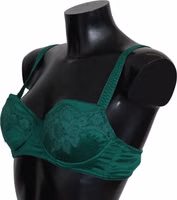 Green Silk Stretch Floral Lace Bra Underwear 4