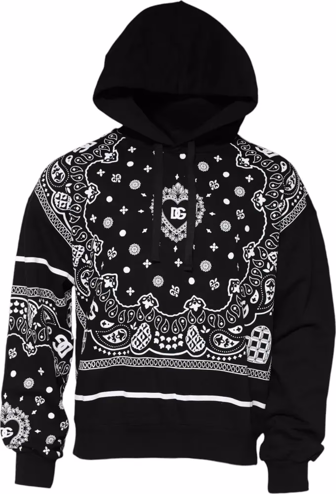 Black Bandana Hooded Men Sweatshirt Sweater