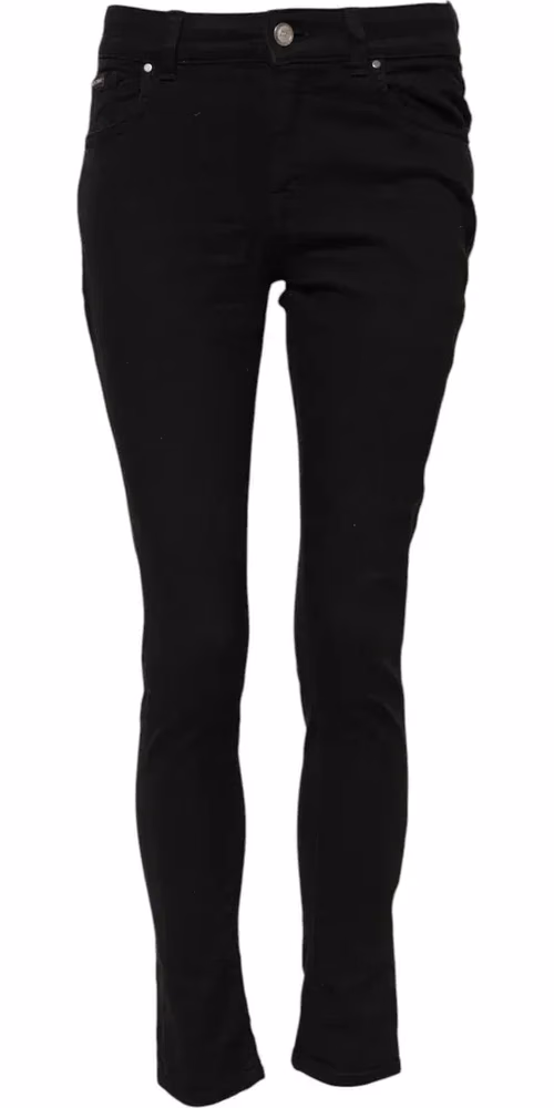 Black Cotton Skinny Mid Waist Denim Jeans