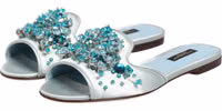 Silver Blue Leather Bead Embellish Slide Shoes 3