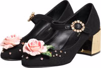 Black Flower Crystal Embellished Mary Jane Shoes 3