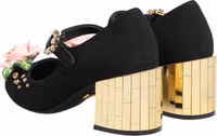 Black Flower Crystal Embellished Mary Jane Shoes 4