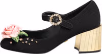 Black Flower Crystal Embellished Mary Jane Shoes 5