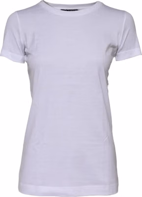 White Cotton Crew Neck Short Sleeves T-shirt