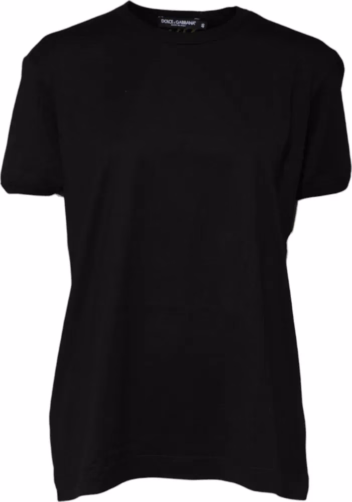 Black Cotton Goodluck Tee Crew Neck T-shirt