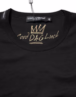 Black Cotton Goodluck Tee Crew Neck T-shirt 3