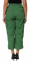 Green Cotton High Waist Cargo Trouser Pants 3