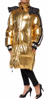 Gold Hooded Puffer Quilted Full Zip Jacket 2