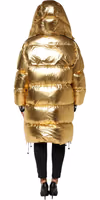 Gold Hooded Puffer Quilted Full Zip Jacket 3