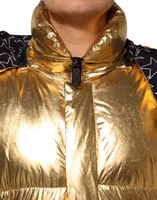 Gold Hooded Puffer Quilted Full Zip Jacket 4