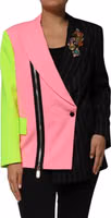Multicolor Patchwork Embellished Coat Jacket 1
