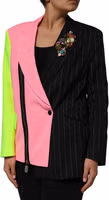 Multicolor Patchwork Embellished Coat Jacket 2