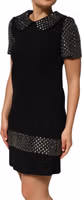 Black Crystal Embellished Collared Mini Dress 2