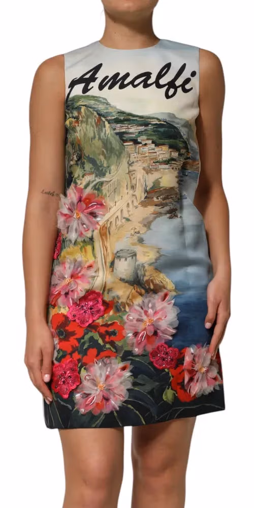 Multicolor Crystal Embellished Mini Dress