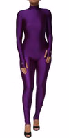 Purple Nylon Turtleneck Bodycon Jumpsuit Dress 1