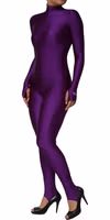 Purple Nylon Turtleneck Bodycon Jumpsuit Dress 2