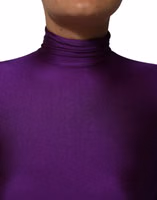 Purple Nylon Turtleneck Bodycon Jumpsuit Dress 4