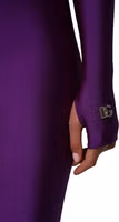 Purple Nylon Turtleneck Bodycon Jumpsuit Dress 5