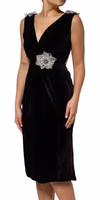 Black Velvet Flower Embellishment Aline Dress 2