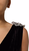 Black Velvet Flower Embellishment Aline Dress 4