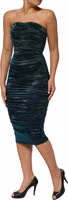 Green Silk Satin Fitted Strapless Dress 2