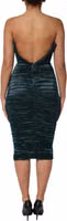 Green Silk Satin Fitted Strapless Dress 4