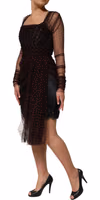 Black Lace Trim Long Sleeve Sheath Mini Dress 2